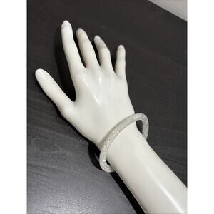 GENUINE Signed SWAROVSKI "Stardust" White Bracelet Mesh Magnetic Snap